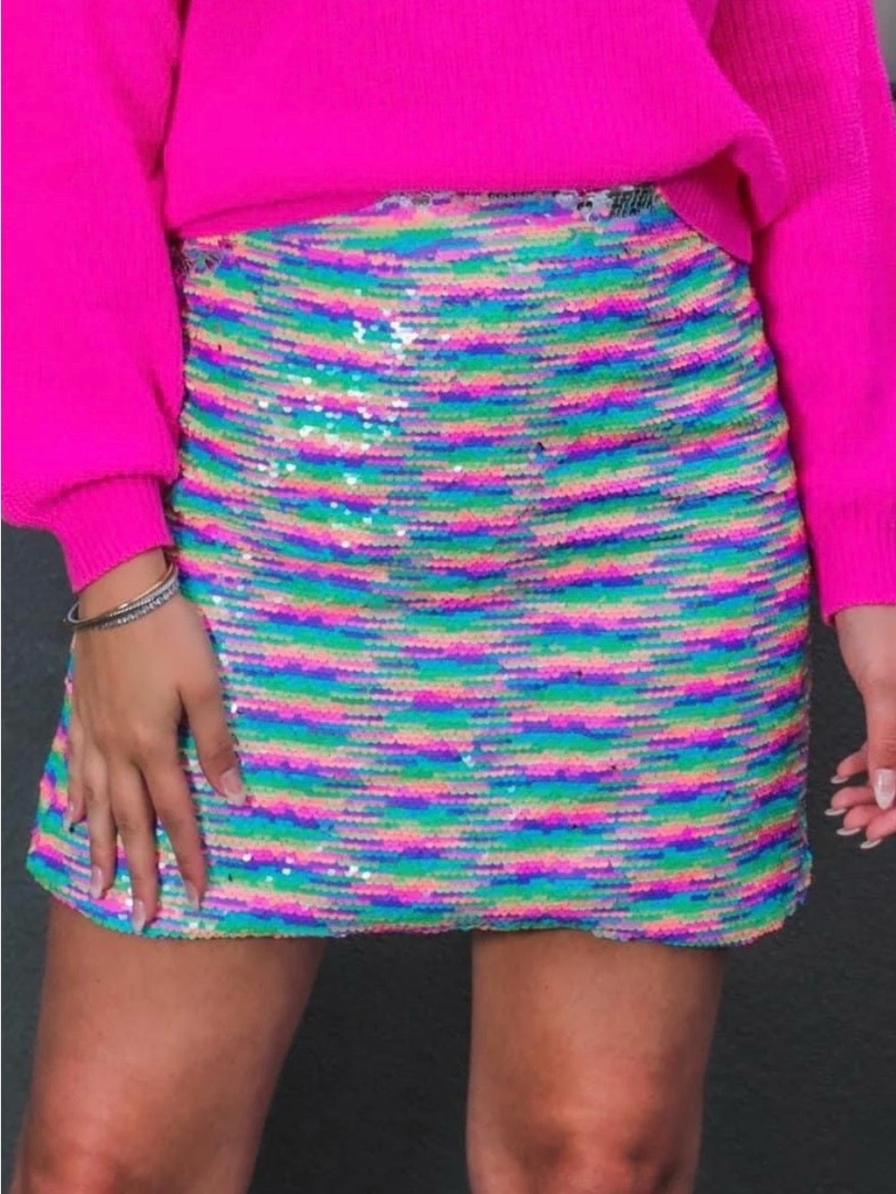 Jess Lea Sequin Mini Skirt in Multicolor Sz. medium - Picture 1 of 8